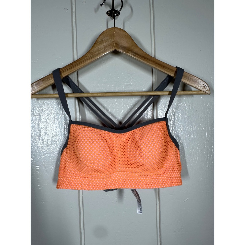 Victoria's Secret Sports Bra Womens 34B Orange VSX Sport Mesh Strappy Back 7529